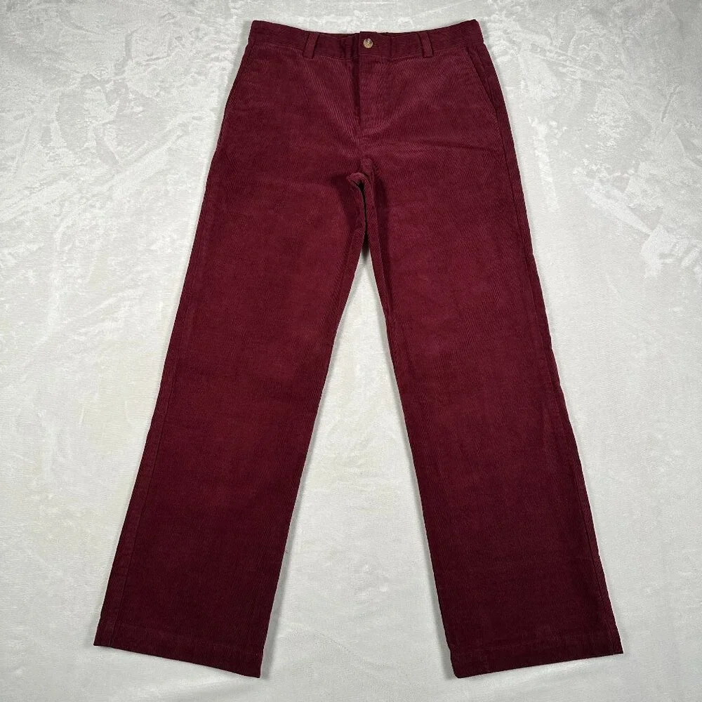 Vineyard Vines Pants Boys Size 18 Burgundy Corduroy Straight Legs Cotton Blend - Picture 1 of 12